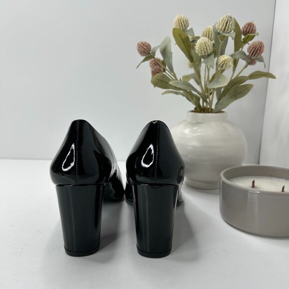 Stuart Weitzman Vida Patent Chunky Block Heel Pumps Black SG204 Women 9.5B NWOB - Picture 4 of 11